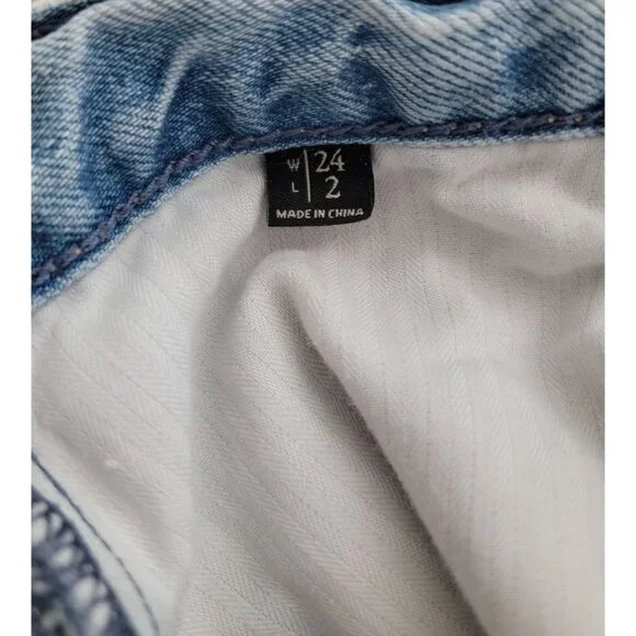 Abercrombie & Fitch Womens Distressed Denim High Waisted Button Fly Shorts Sz 24 - Picture 6 of 8